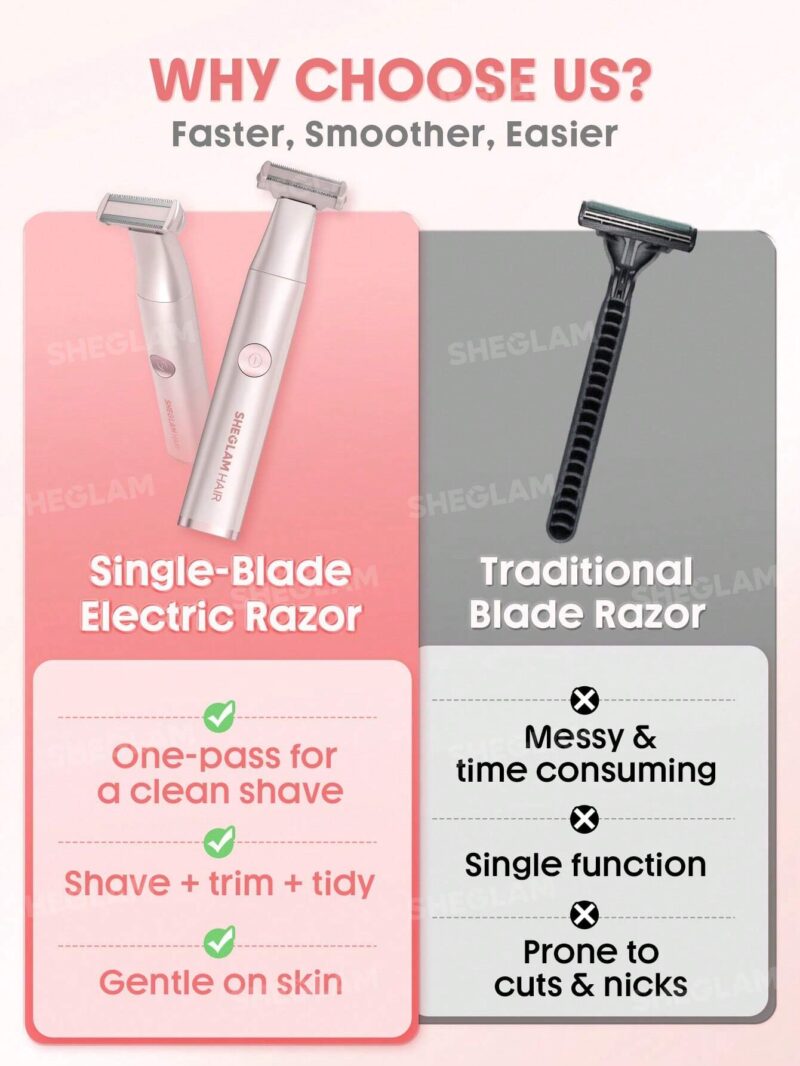 شیور برقی تک‌تیغه بدن و صورت شیگلم SHEGLAM Smooth Moves Single Blade Electric Razor - Image 8