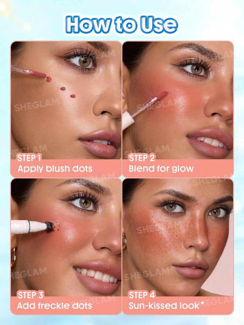 قلم دو سر رژگونه و کک‌ومک شیگلم SHEGLAM Sunspell Freckle & Flush Pen رنگ Hush Hush - Image 5