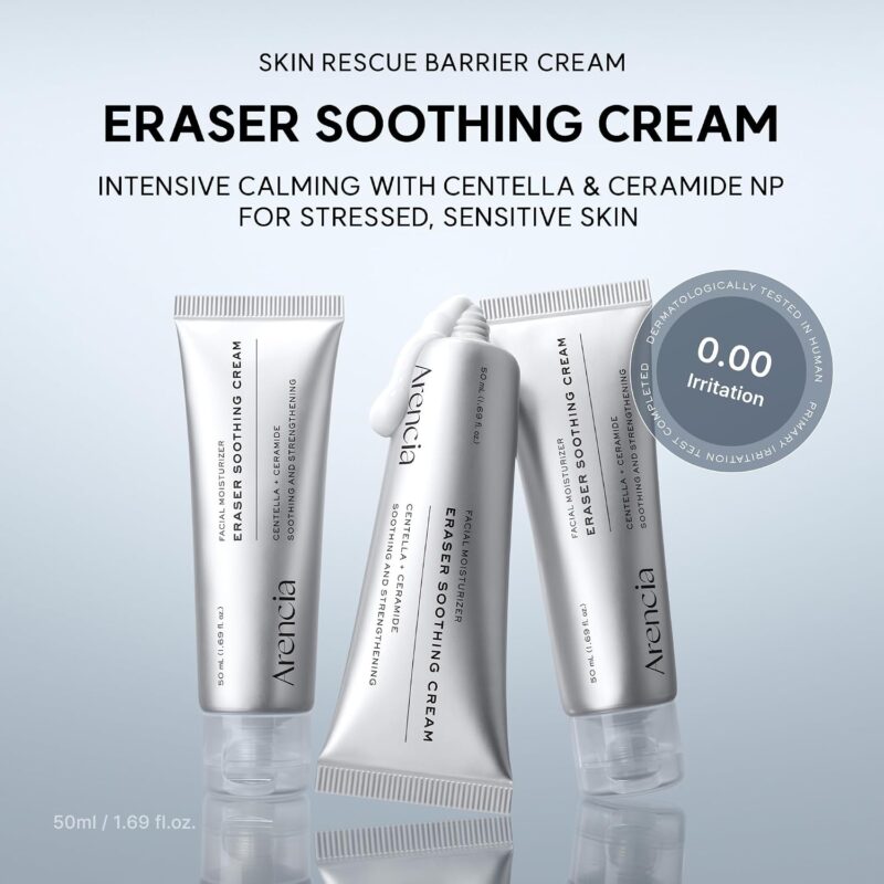 کرم مرطوب‌کننده و تسکین‌دهنده صورت آرنسیا Arencia Eraser Soothing Cream حاوی سنتلا آسیاتیکا، سرامید و پانتنول حجم 50 میل - Image 3