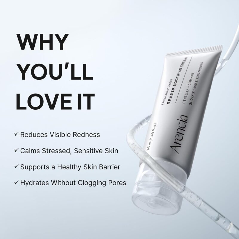کرم مرطوب‌کننده و تسکین‌دهنده صورت آرنسیا Arencia Eraser Soothing Cream حاوی سنتلا آسیاتیکا، سرامید و پانتنول حجم 50 میل - Image 4