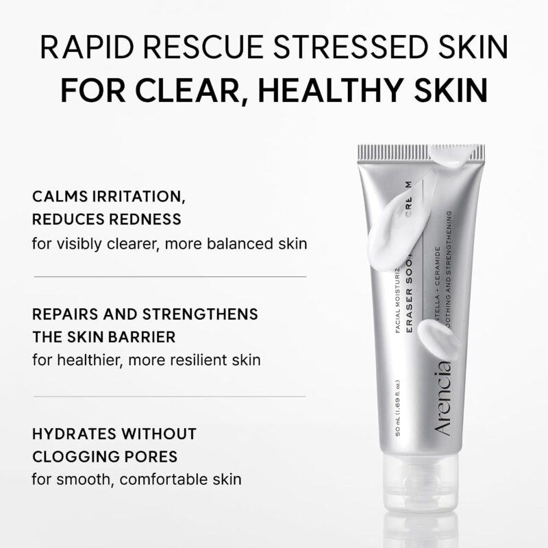 کرم مرطوب‌کننده و تسکین‌دهنده صورت آرنسیا Arencia Eraser Soothing Cream حاوی سنتلا آسیاتیکا، سرامید و پانتنول حجم 50 میل - Image 5