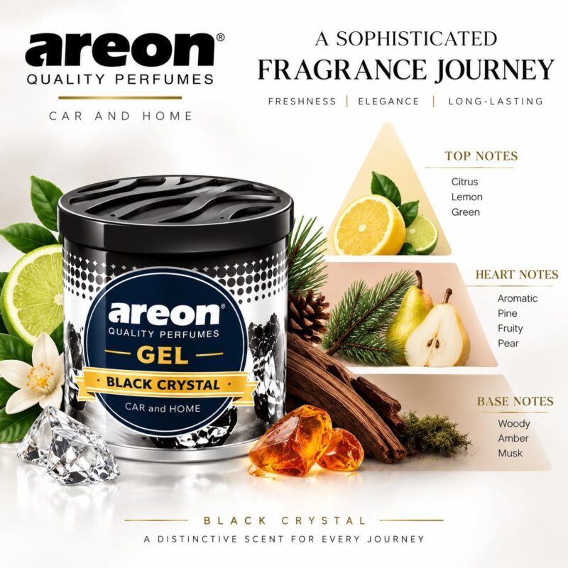 خوشبو کننده و بو گیر کنسروی آرئون AREON Gel Black Crystal رایحه میوه‌ای و چوبی وزن 80 گرم - Image 4