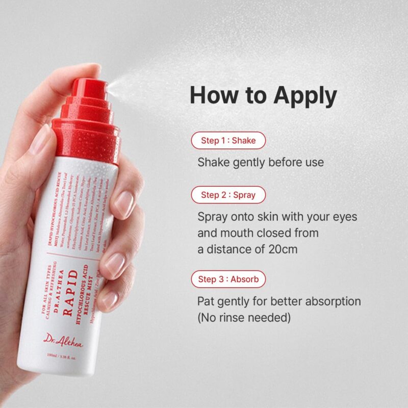 اسپری میست تسکین‌دهنده و ضدجوش پوست دکتر آلتیا Dr. Althea Rapid Hypochlorous Acid Rescue Mist حاوی هیپوکلروس اسید حجم 100 میل - Image 7