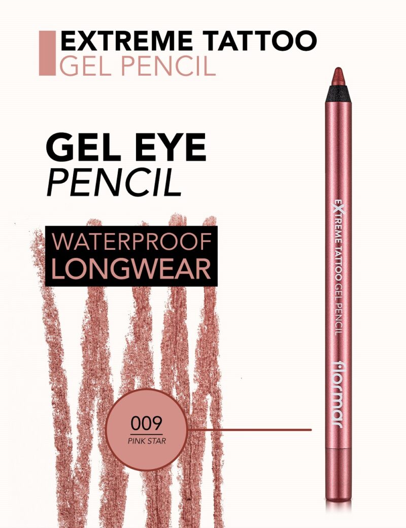 مداد چشم ژلی ضدآب فلورمار Flormar Extreme Tattoo Gel Pencil شماره 09 رنگ Pink Star - Image 2