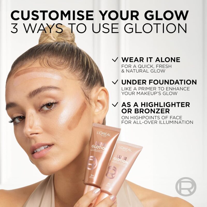 کرم درخشان‌کننده و هایلایتر مایع صورت و بدن لورآل LOreal Lumi Glotion رنگ 901 Fair حجم 40 میل - Image 7