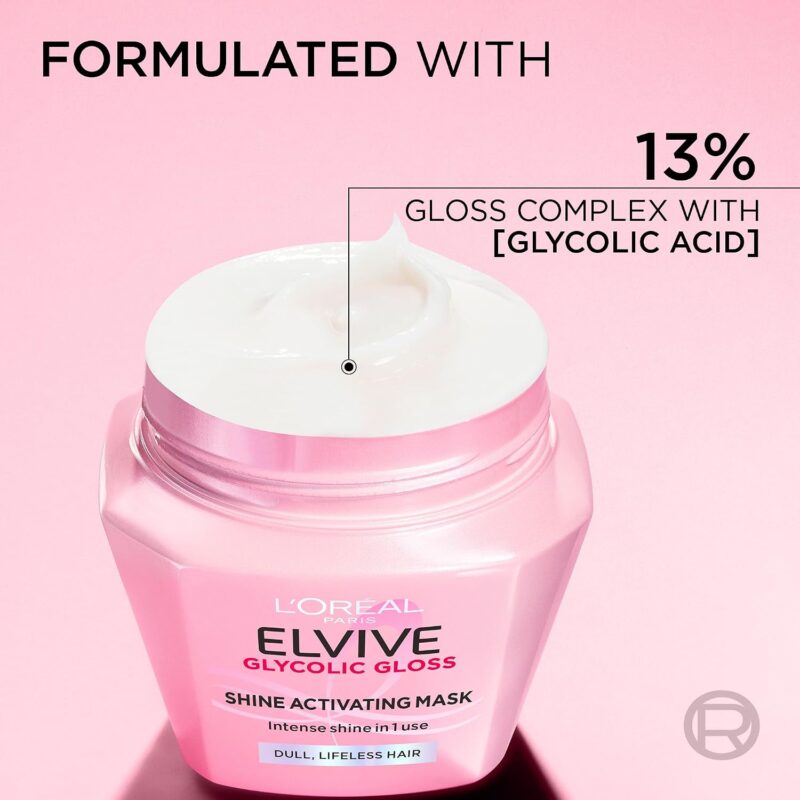 ماسک مو براق‌کننده و صاف‌کننده لورآل LOreal Paris Elvive Glycolic Gloss حاوی 13٪ کمپلکس گلیکولیک گلاس حجم 300 میل - Image 3