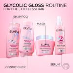 ماسک مو براق‌کننده و صاف‌کننده لورآل LOreal Paris Elvive Glycolic Gloss حاوی 13٪ کمپلکس گلیکولیک گلاس حجم 300 میل - Image 5