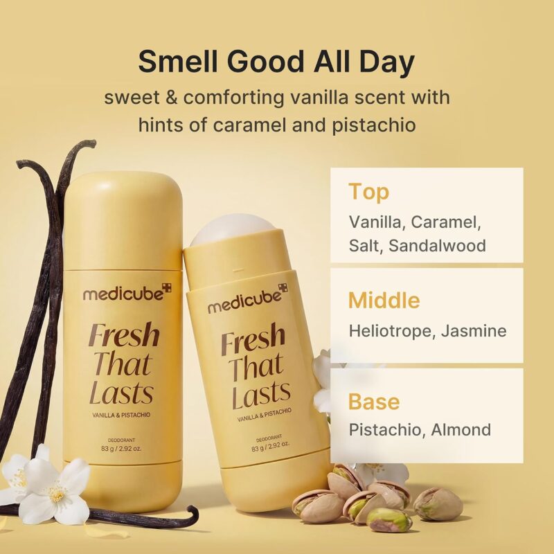 دئودورانت استیکی ضدتعریق و روشن‌کننده زیر بغل مدیکیوب Medicube Fresh That Lasts Vanilla & Pistachio حاوی کوجیک اسید و نیاسینامید وزن 83 گرم - Image 5