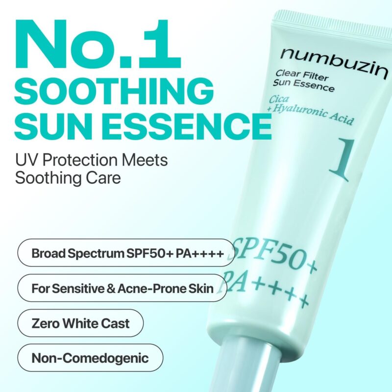 ضدآفتاب اسنس آبرسان و تسکین‌دهنده نامبوزین Numbuzin No.1 Clear Filter Sun Essence SPF50 مناسب پوست حساس و مستعد جوش حجم 50 میل - Image 3
