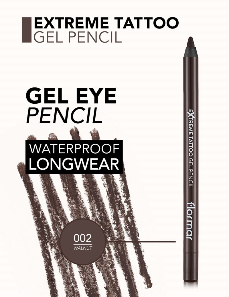 مداد چشم ژلی ضدآب فلورمار Flormar Extreme Tattoo Gel Pencil شماره 02 رنگ Walnut - Image 2