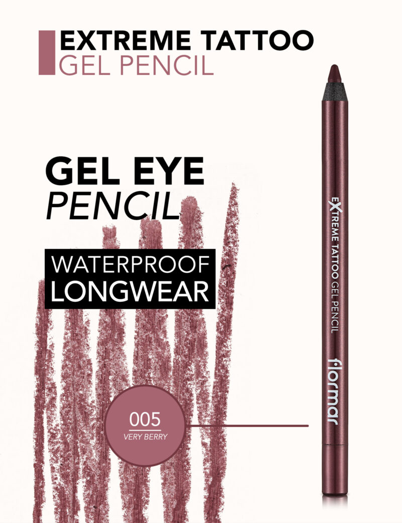 مداد چشم ژلی ضدآب فلورمار Flormar Extreme Tattoo Gel Pencil شماره 05 رنگ Very Berry - Image 2