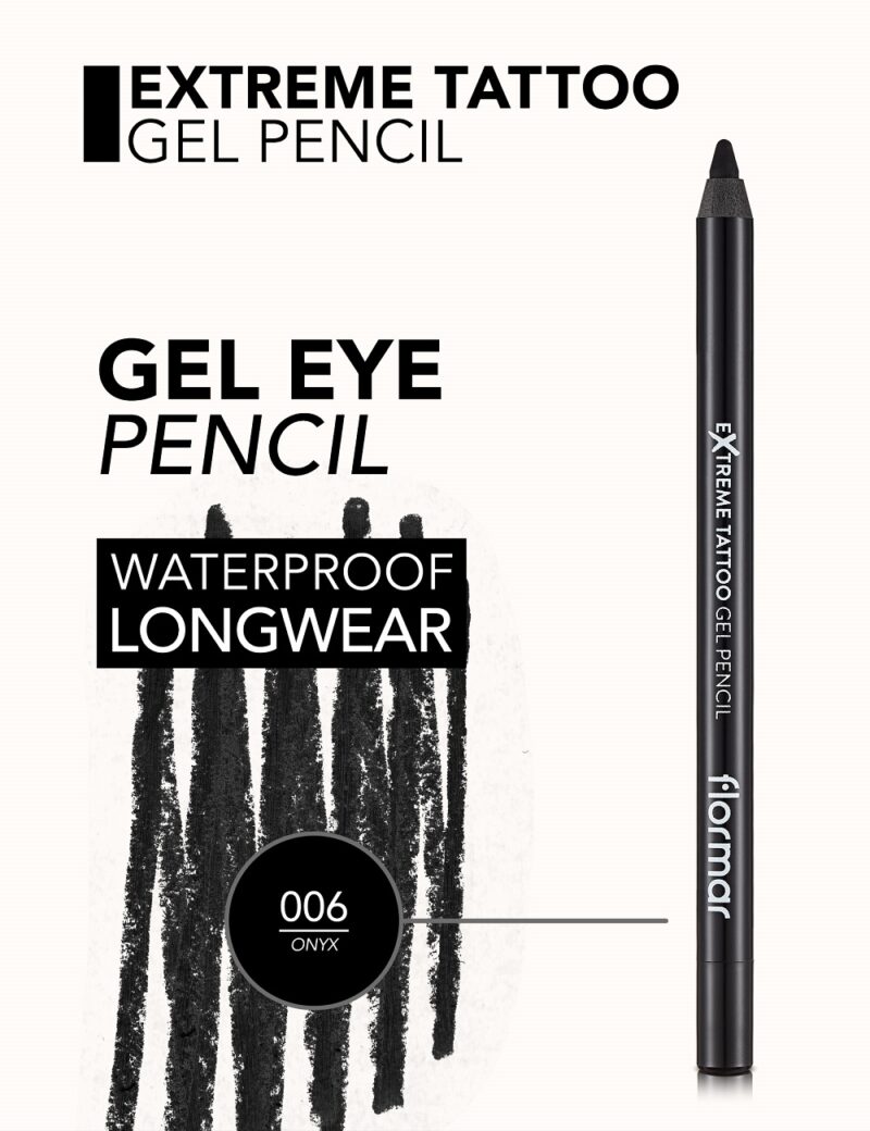 مداد چشم ژلی ضدآب فلورمار Flormar Extreme Tattoo Gel Pencil شماره 06 رنگ Onyx - Image 2