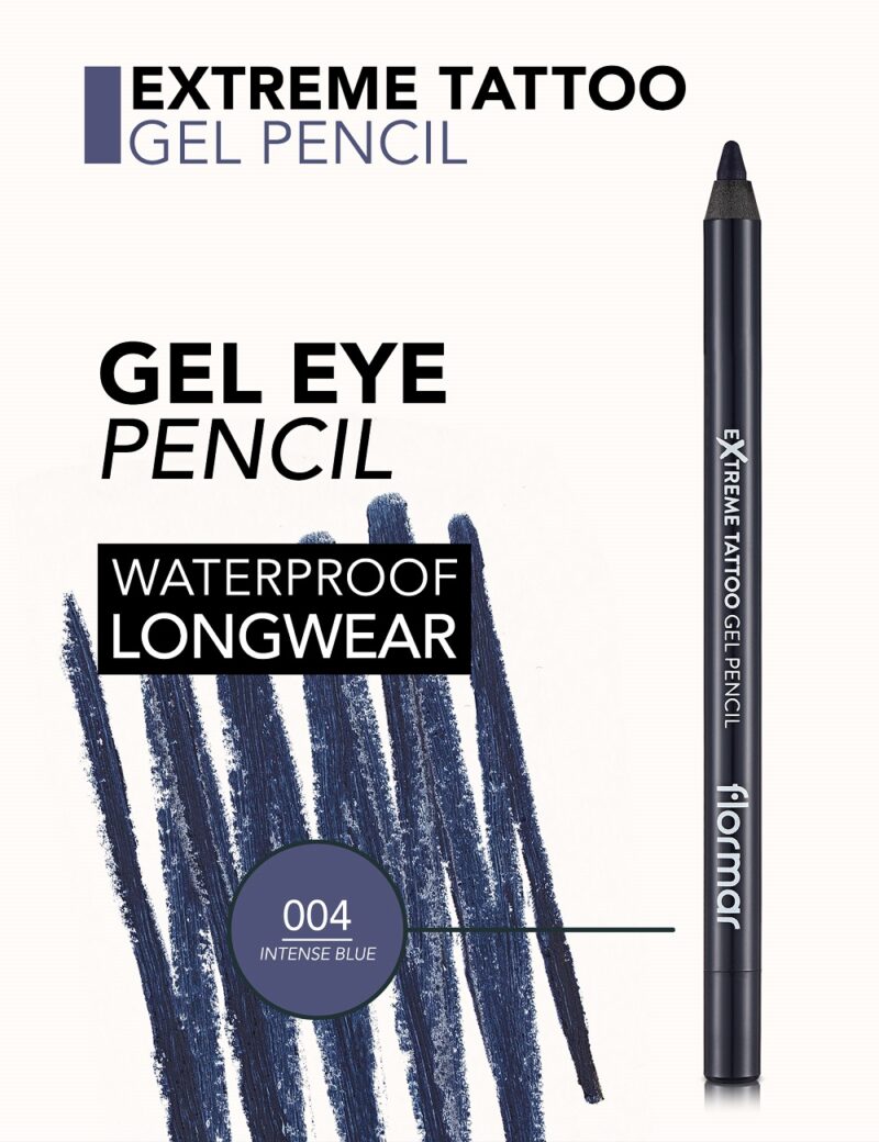مداد چشم ژلی ضدآب فلورمار Flormar Extreme Tattoo Gel Pencil شماره 04 رنگ Intense Blue - Image 2