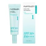 ضدآفتاب اسنس آبرسان و تسکین‌دهنده نامبوزین Numbuzin No.1 Clear Filter Sun Essence SPF50 مناسب پوست حساس و مستعد جوش حجم 50 میل