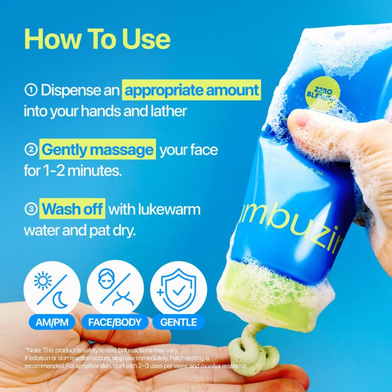 فوم شوینده صورت ضدجوش و پاک‌کننده منافذ نامبوزین Numbuzin Zero Blemish Clarifying حاوی 2٪ گوگرد، سالیسیلیک اسید و PHA حجم 150 میل - Image 6