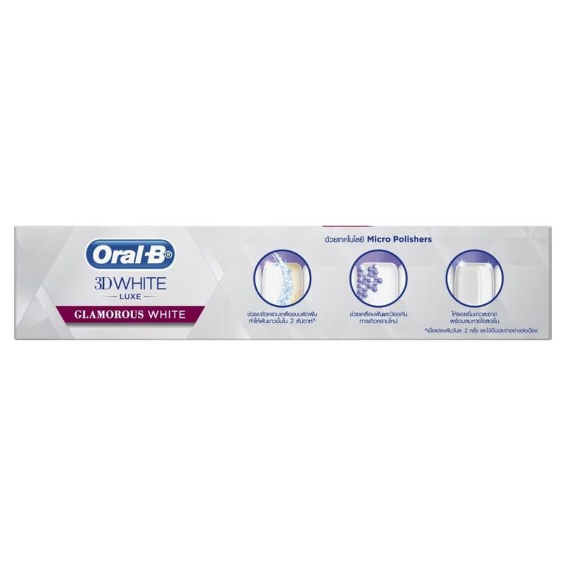 خمیردندان سفیدکننده و ضدلک اورال بی Oral-B 3D White Luxe Glamorous White با فناوری میکروپولیش وزن 90 گرم - Image 2