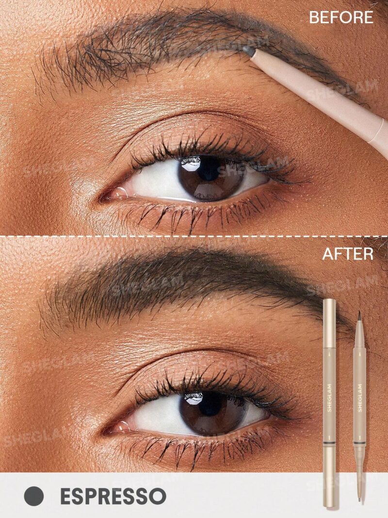 مداد و ماژیک دو سر ابرو ضدآب شیگلم SHEGLAM Brows On Demand 2-In-1 Brow Pencil رنگ Espresso - Image 2
