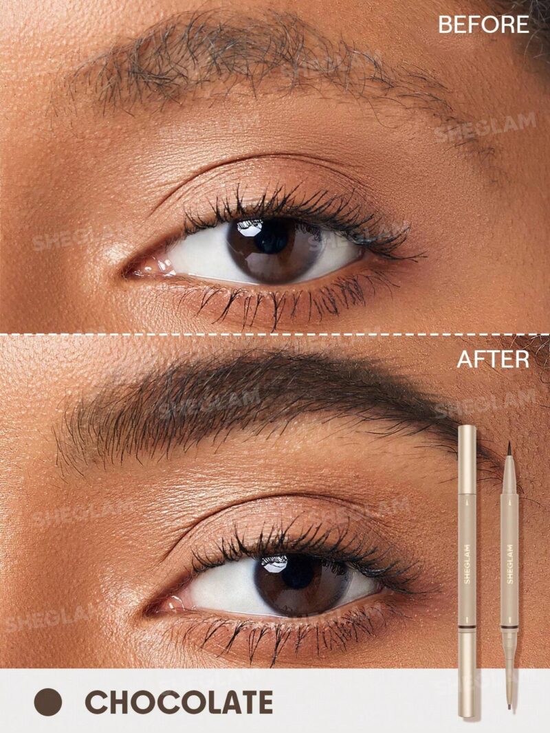 مداد و ماژیک دو سر ابرو ضدآب شیگلم SHEGLAM Brows On Demand 2-In-1 Brow Pencil رنگ Chocolate - Image 2