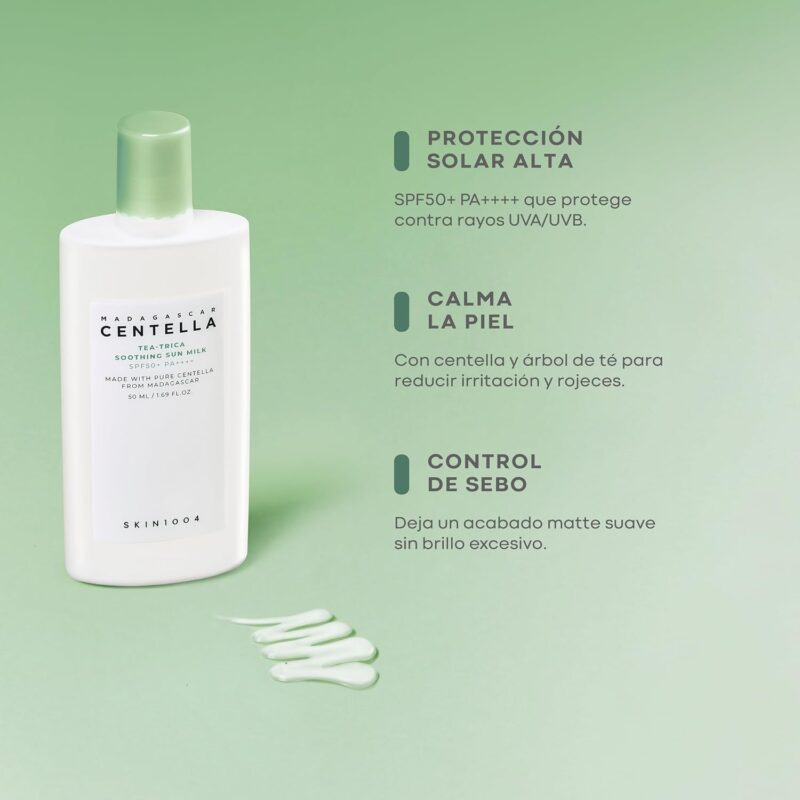 ضدآفتاب تسکین‌دهنده و کنترل‌کننده چربی پوست اسکین 1004 SKIN1004 Centella Tea-Trica Soothing Sun Milk SPF50+ حجم 50 میل - Image 11