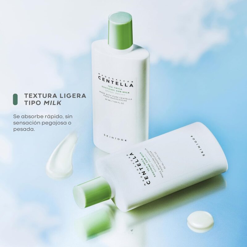 ضدآفتاب تسکین‌دهنده و کنترل‌کننده چربی پوست اسکین 1004 SKIN1004 Centella Tea-Trica Soothing Sun Milk SPF50+ حجم 50 میل - Image 4