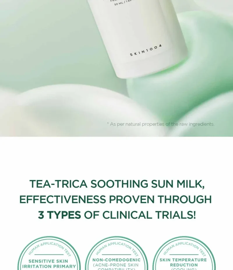 ضدآفتاب تسکین‌دهنده و کنترل‌کننده چربی پوست اسکین 1004 SKIN1004 Centella Tea-Trica Soothing Sun Milk SPF50+ حجم 50 میل - Image 2